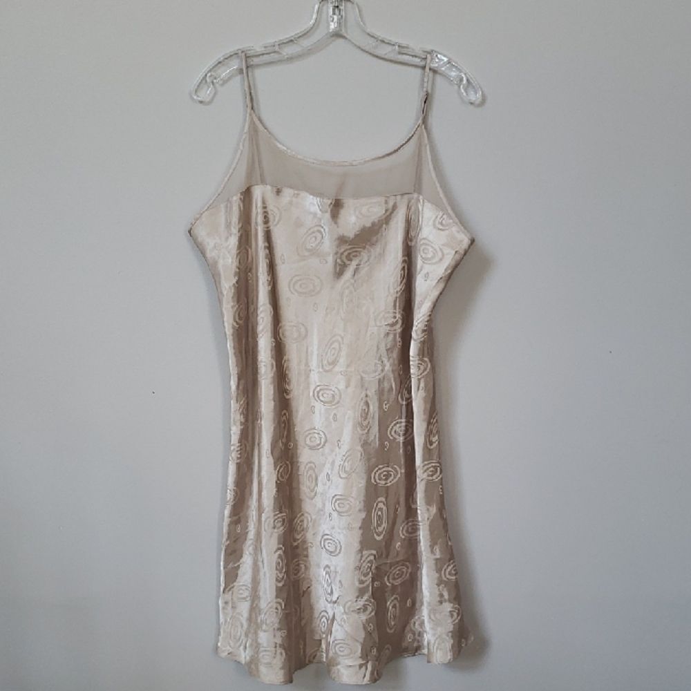 Elegant Slip Dress Nightgown XL Satin Sheer Midi By Delicate Treasures Intimates